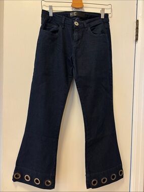 Animale Dark Navy Flare Jeans with Grommet Hem